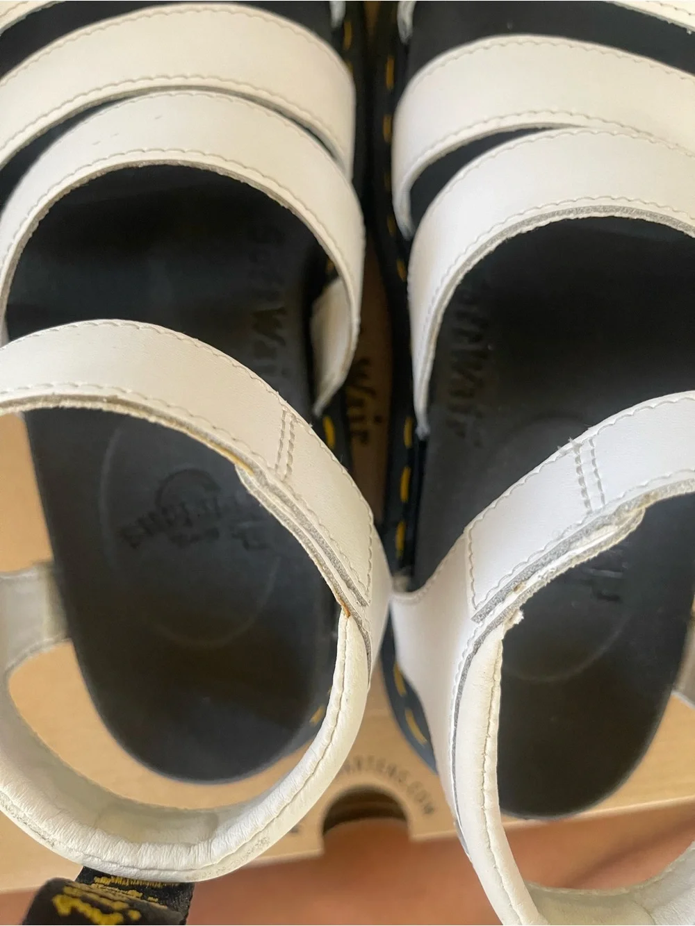 New Dr. Martens Blaire White Hydro Leather Sandals - Picture 10 of 11